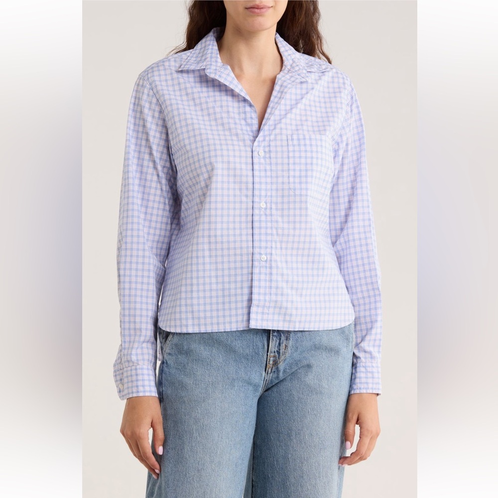 Frank & Eileen Grid Print Untuckable Button-Up Shirt PINK/ BLUE PLAID NEW SZ‎ L
